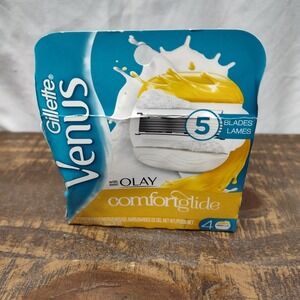 Gillette Venus Comfort Glide Olay 4 razor cartridges refills Brand New